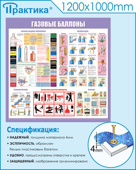 C41 Стенд газовые баллоны (1000х1000 мм, пластик ПВХ 3 мм, Прямая печать на пластик) - Стенды - Тематические стенды - Магазин охраны труда и техники безопасности stroiplakat.ru