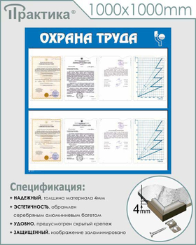 С05 Стенд охрана труда (1000х1000 мм, пластик ПВХ 3 мм, алюминиевый багет серебряного цвета) - Стенды - Стенды по охране труда - Магазин охраны труда и техники безопасности stroiplakat.ru